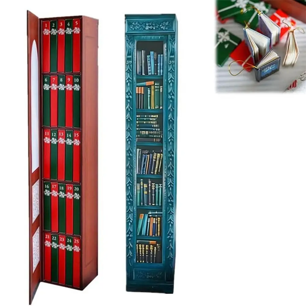 New Year Mini Book Ornament Advent Calendar with 24 Book Party Supplies Desktop Advent Calendar Xmas Gifts Bookshelf