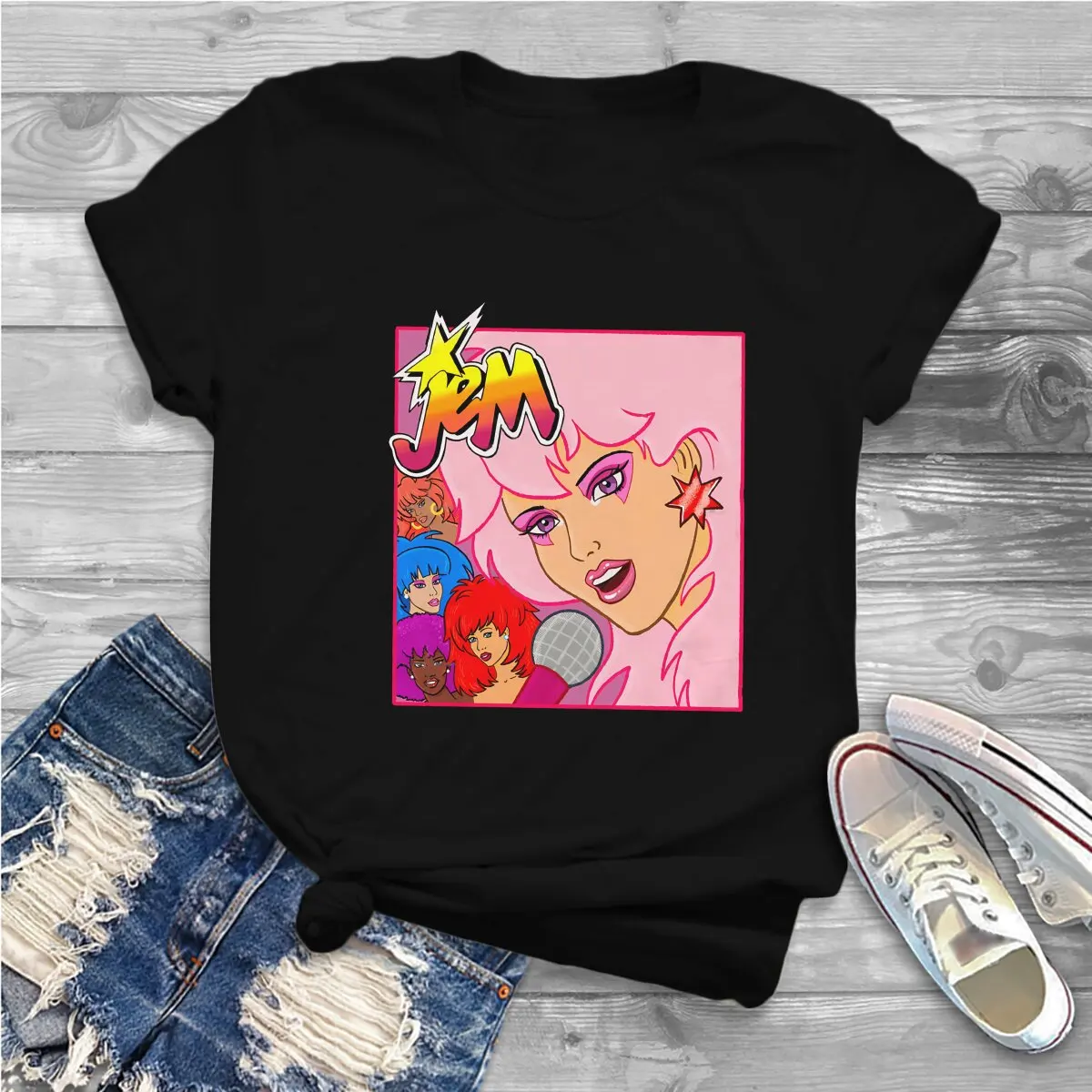 Secret Team Jem And The Holograms Women T Shirt Punk Unisex Polyester Crewneck TShirt Harajuku