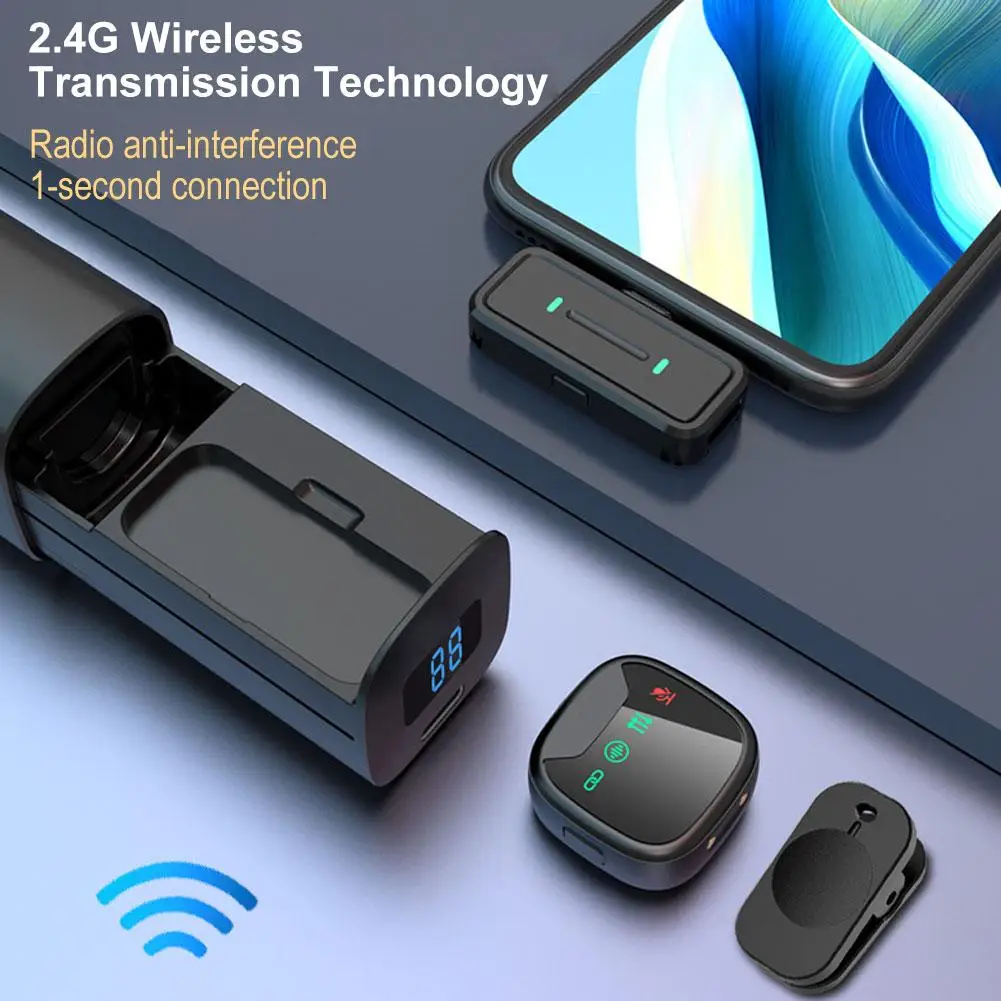ميكروفون لاسلكي صغير Lavalier احترافي USB C ميكروفون لاسلكي للهواتف الذكية ميكروفون Lavalier لتسجيل الفيديو