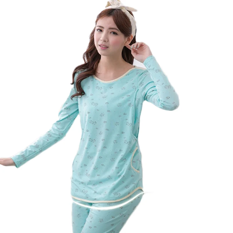 Autumn Winter Maternity Sleepwear Breast Feeding Pajamas Sleepwear Lactation Pajamas Set Clothes for Pregnant Women