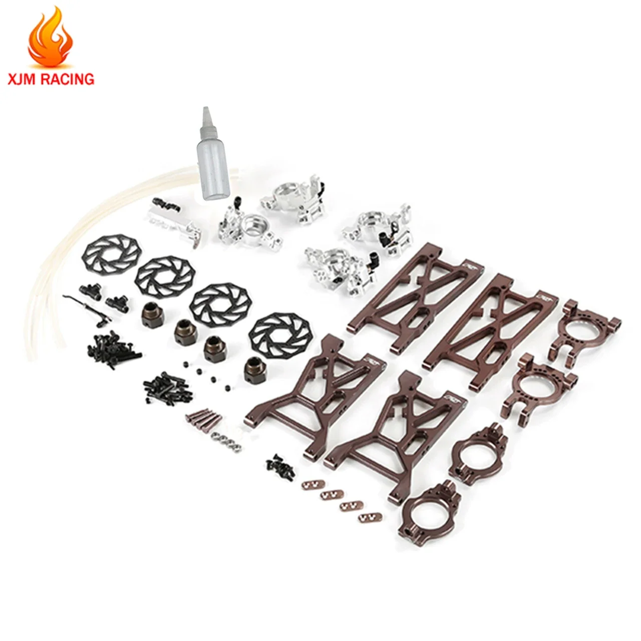 New Four Wheel Hydraulic Brake System Kit 2 with CNC Metal Front Rear A-arms Set for 1/5 ROVAN ROFUN F5 RF5 MCD XS5 Rc Car Parts