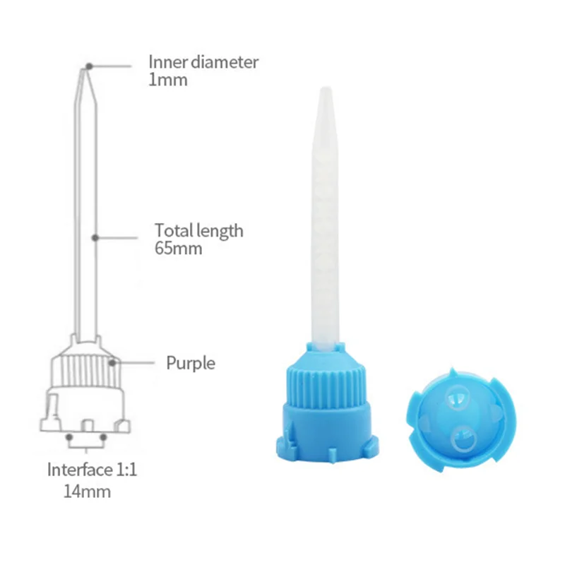 50 stücke 1:1 Dental Eindruck Materialien Zahnmedizin Silikon Gummi Pistole Förder Mischen Kopf Einweg Dental Mischer Tipps