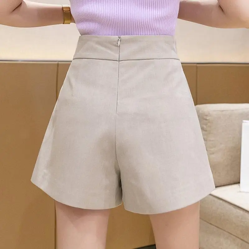 Spring Summer New All-match Casual High Waist Shorts 2023 Simplicity Trend Button Patchwork Solid Color Pants Women's Clothing