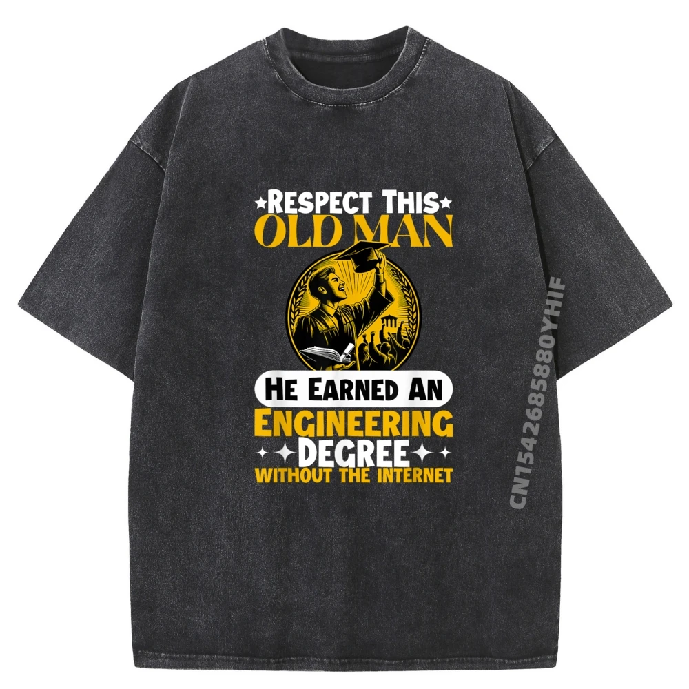 

Male Special Tops & Tees Autumn T-shirts For Men Cool Respect This Old Man Graphic Tee-Shirts Retro Washed Clothes