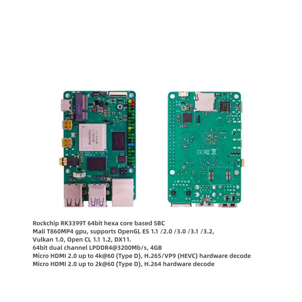 TopElec ROCKPI 4 C+ Rockchip RK3399T 64bit Six-core A72 A53 Development Board Compatible With Raspberry Pi
