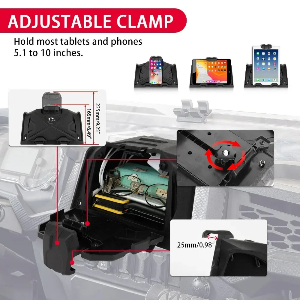 Motorcycle Electronic Device Phone Tablet GPS Holder Storage Space for Polaris RZR XP 1000 XP4 Turbo,RZR Turbo 2019-2023