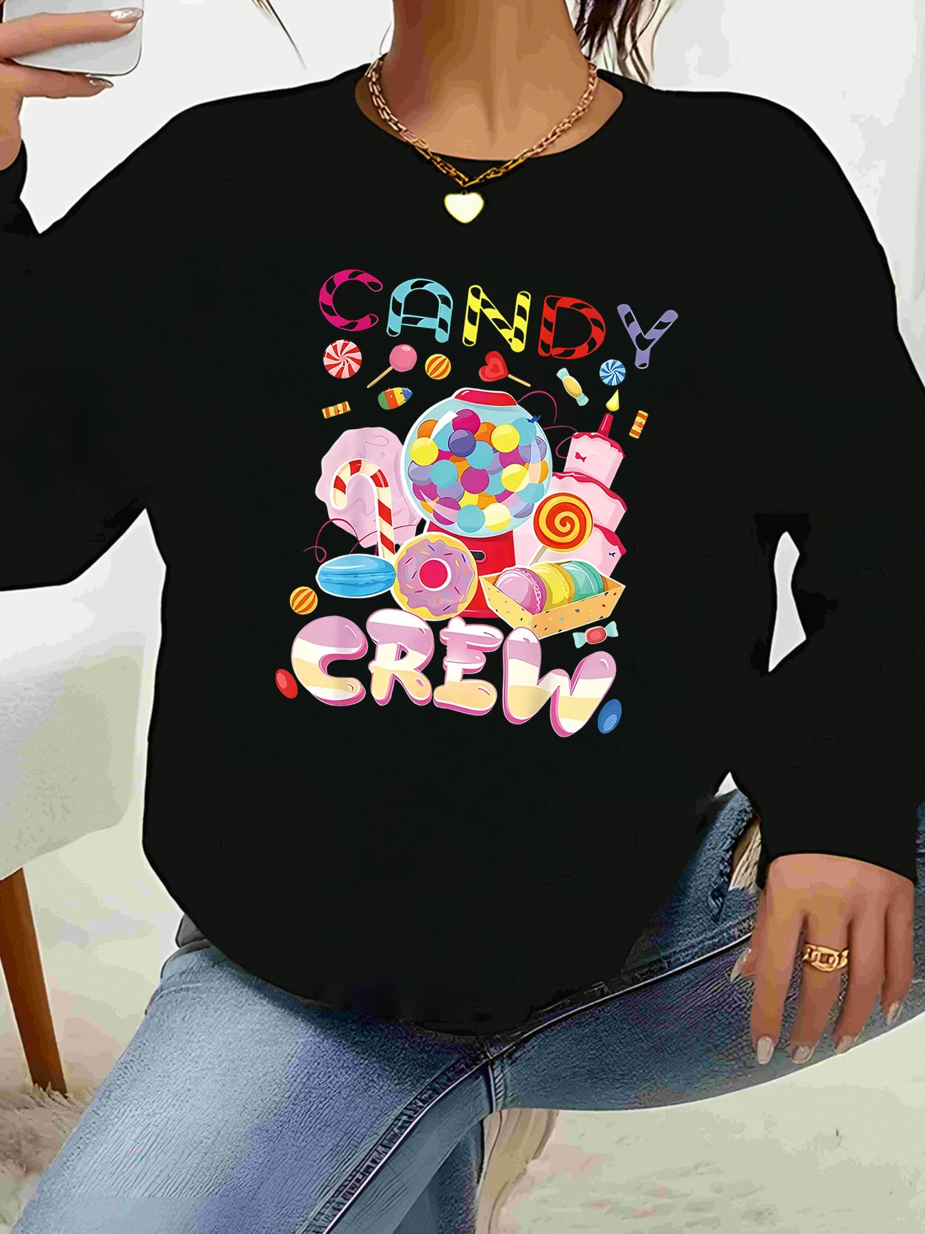 كاندي كرو طباعة طويلة الأكمام البلوز هالوين ملابس عادية أزياء المرأة #1