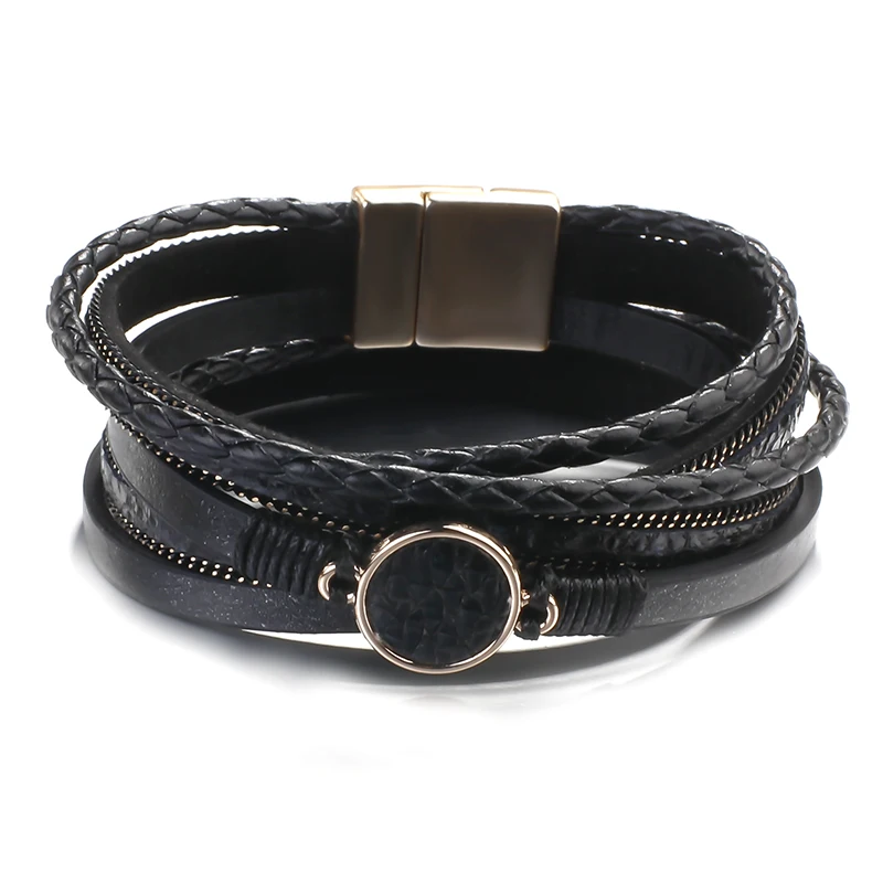 

Amorcome Vintage Snake Skin Pattern Black Leather Bracelet Bohemian Charm Wide Wrap Bracelet for Women Lady Jewelry Holiday Gift