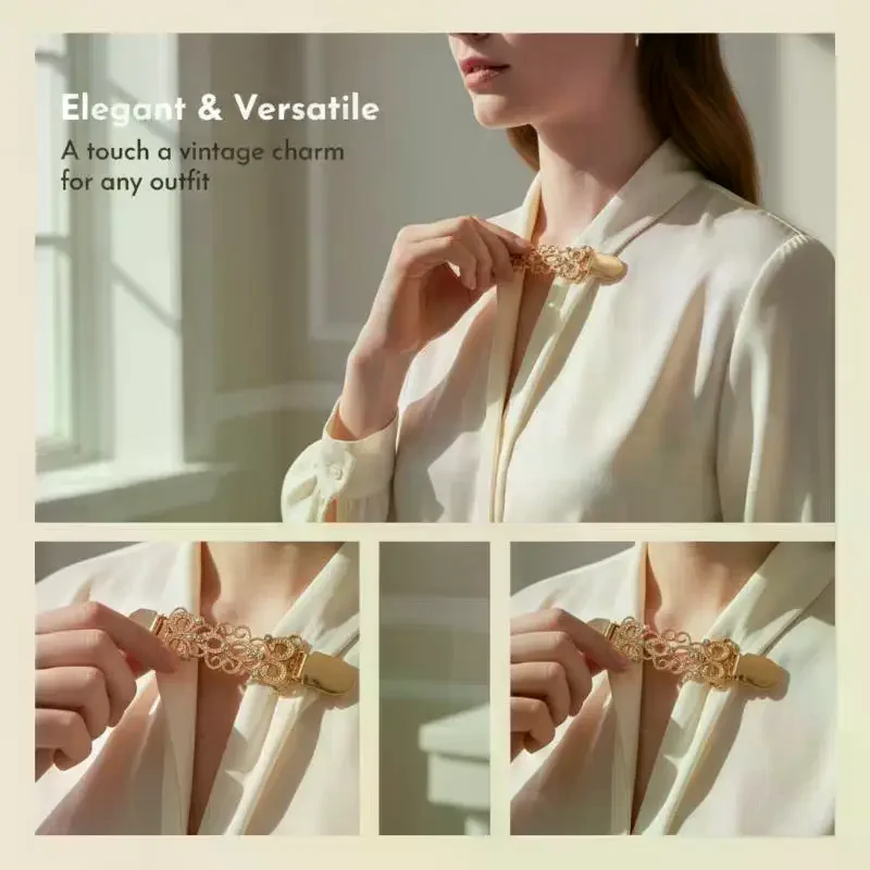 3/4/6Pcs Vintage Clothing Cinch Clips Lightweight Sweater Shawl Holders for Women Blouses Scarves Casual Use