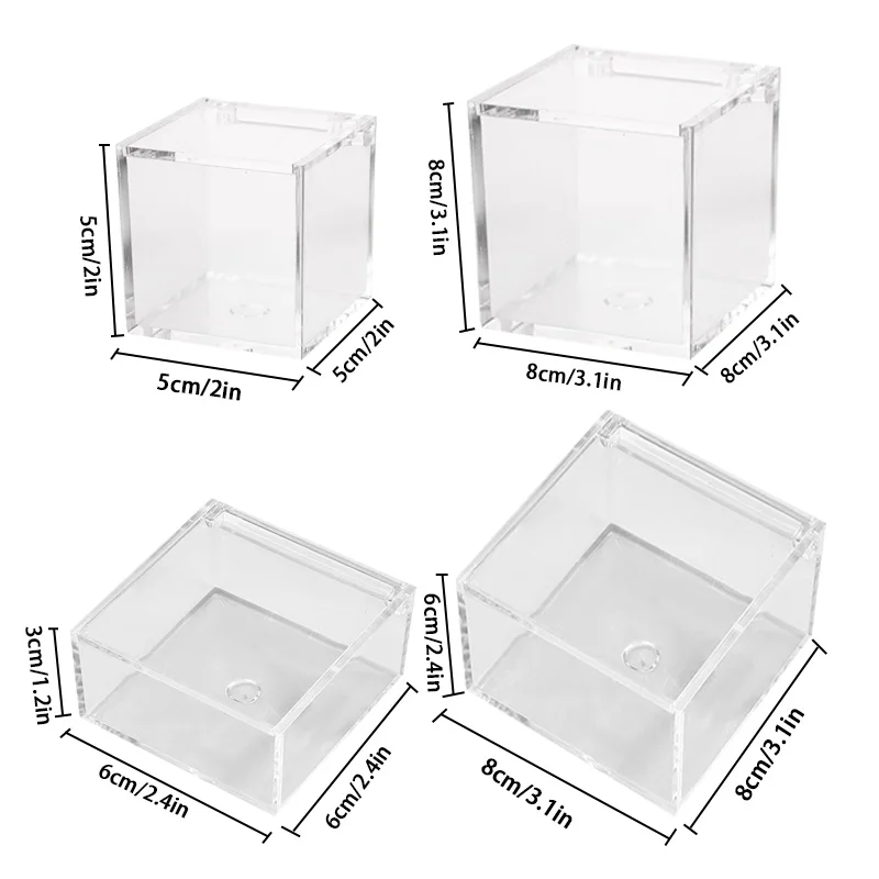 1Pc Acrylic Transparent Storage Box Square Dustproof Flip Jewelry Cosmetics Makeup Organizer Wedding Ring Candy Gift Boxes