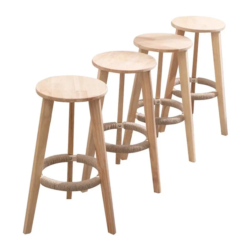 Luxury Nordic Bar Stools Wooden Home Unique Beautiful Chair Kitchen Office Furniture High Stool Beautiful Interior Decoration