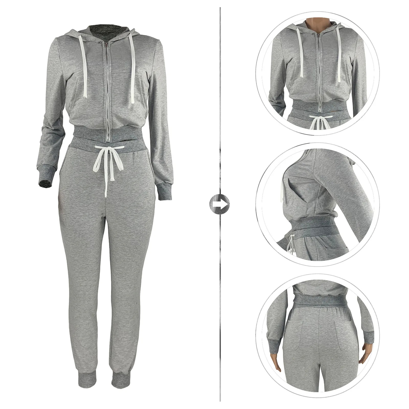 Cotton Tracksuit Sportswear  Spring Women Sport Suit Hoodie Jacket Sweatshirt+pant Running Jogging Outfits Casual Workout Set