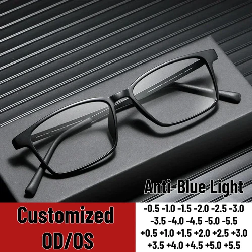 Gafas graduadas con montura cuadrada Neutral personalizadas, gafas graduadas con luz azul, gafas graduadas HD de negocios a la moda para hombres, 4,0 + 4,0
