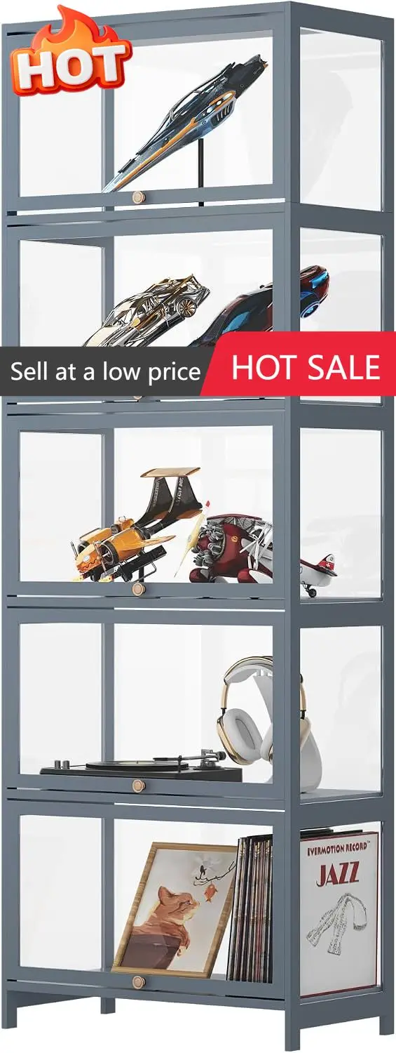 5-Tier Display Case Cabinet with Acrylic Doors, 68