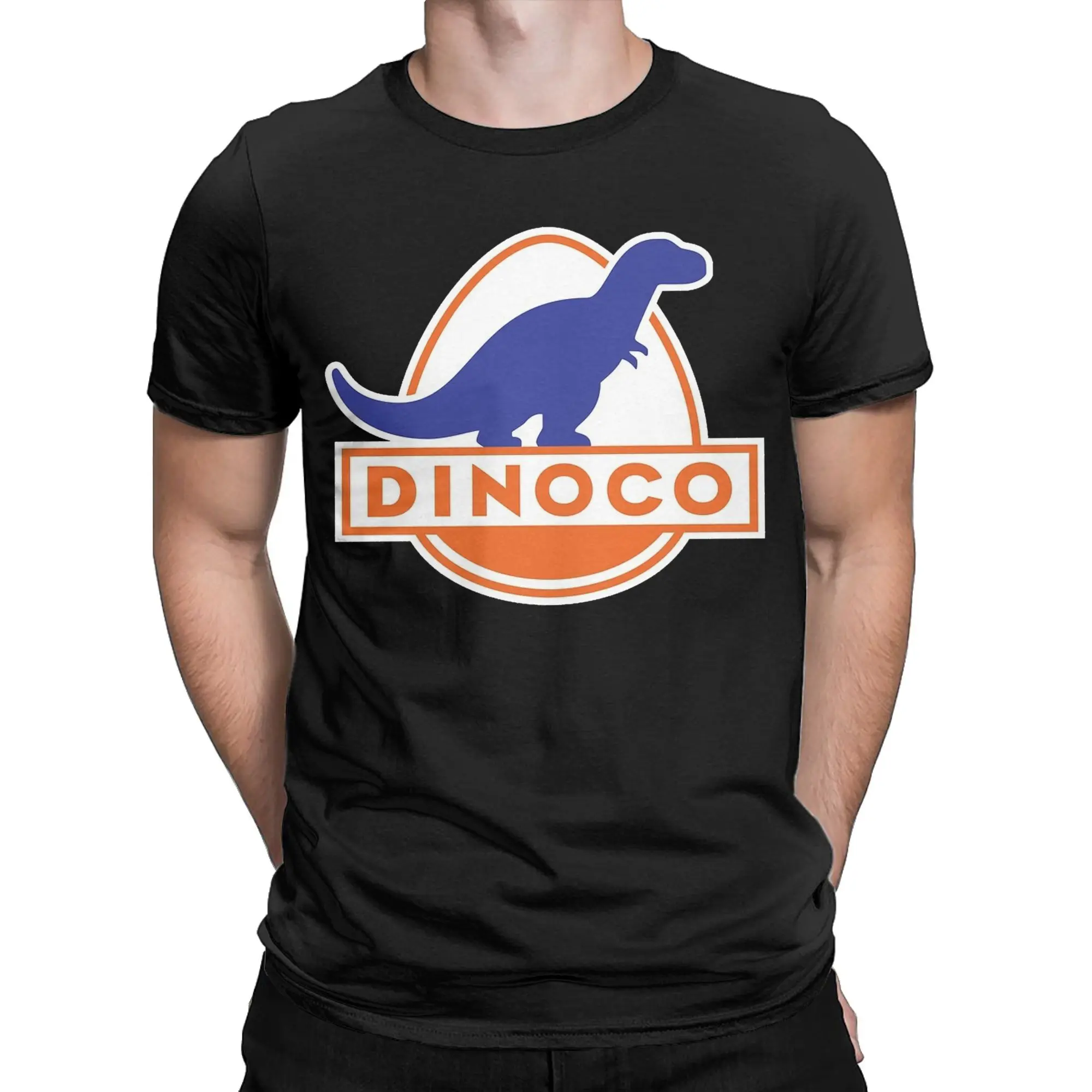 Men T-Shirt Dinoco Logo Cars Novelty Pure Cotton Tee Shirt Short Sleeve Lightning McQueens T Shirt Round Neck Tops Original