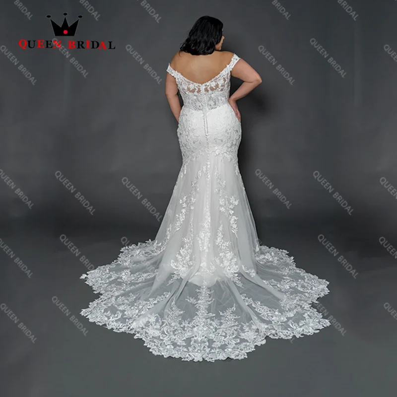 Sexy V Neck Mermaid Applique Wedding Dress Luxury Off The Shoulder Plus Size Bridal Gown Robe De Mariée Custom LK06