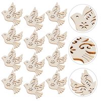 50 Pcs Wooden Decor Peace Dove Accessories Unfinished Pigeon Chips Slices Decorative Pendant Hollow Out Ornaments Hanging Craft