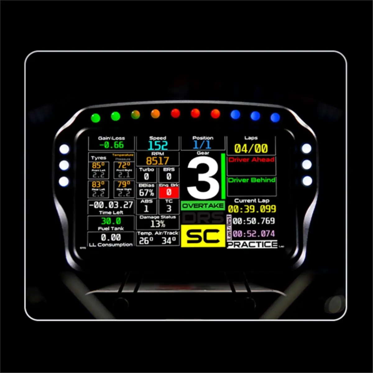 5inch Simracing Game Dashboard Display Wtih RGB for FANATEC Simagic GT7 Accessories