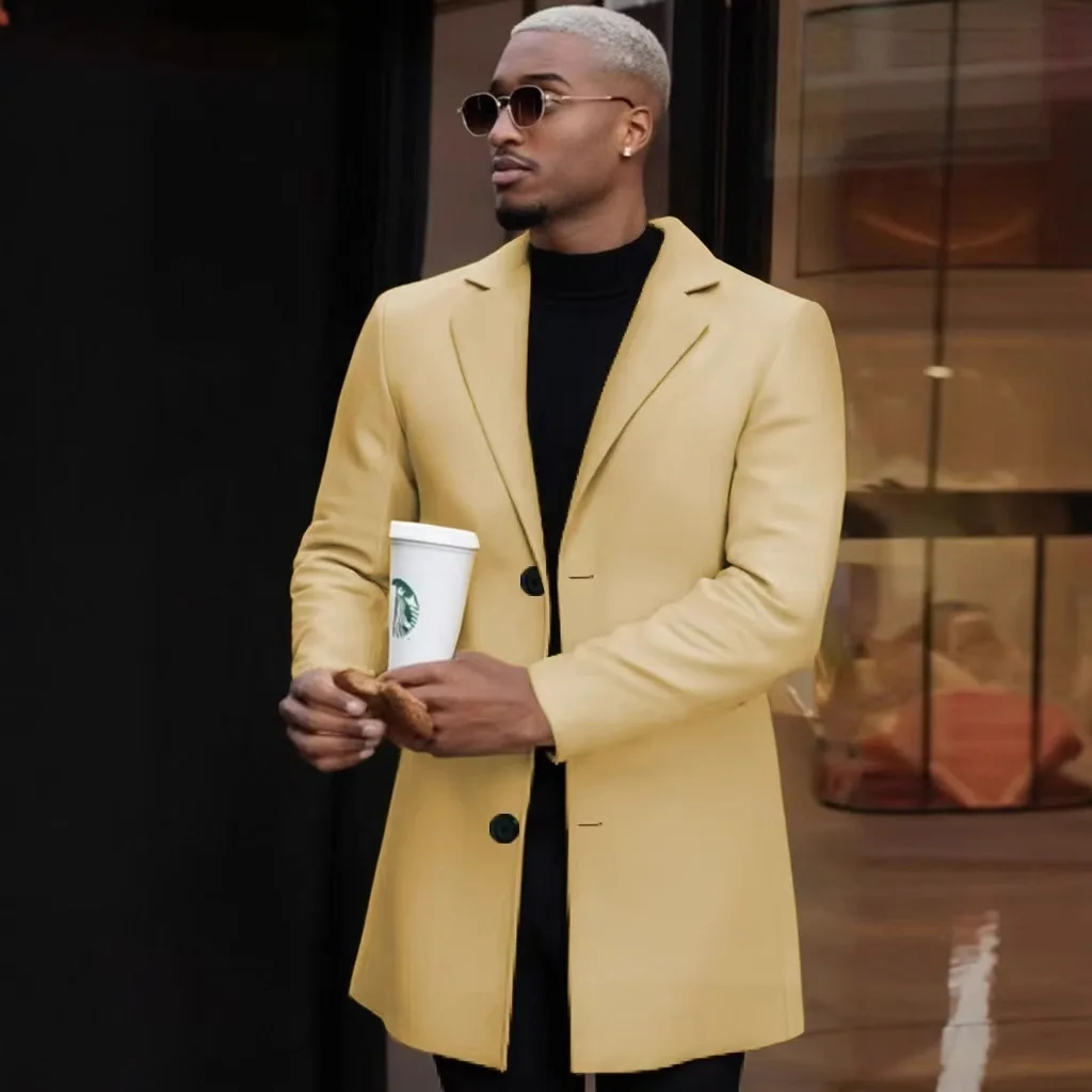 

Тренч Свободный повседневный модный шерстяной средний и длинный плащ Тонкая куртка