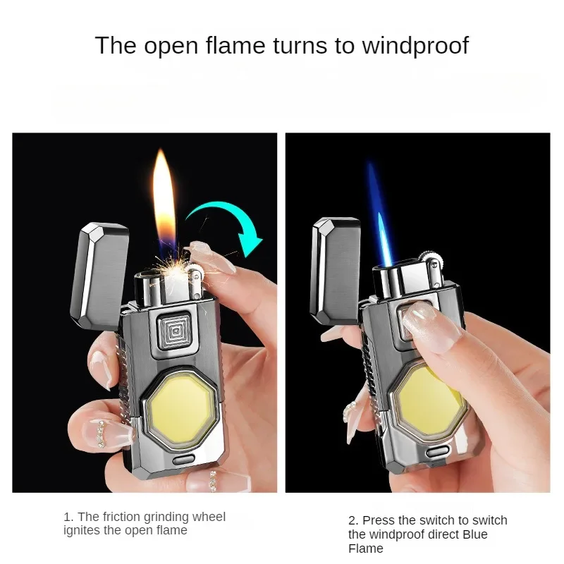 COB Lighting Dual Flame Conversion Gas Lighter, Metal Body, Personalized Creativity, Cool Gift for Men