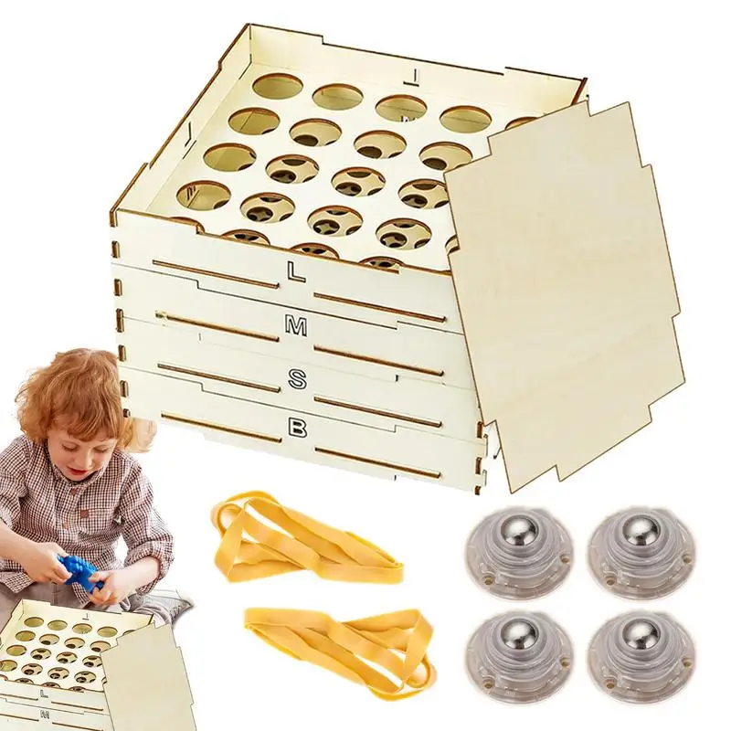 Block Sorter Organizer 4 Tray Portable Storage Brick Box 3 Different Size Wooden Sorter For Building Block Lovers Girls Boys