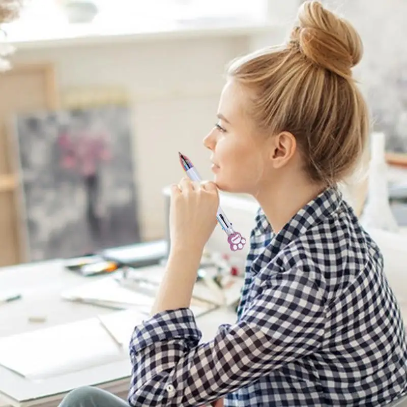 Press Ballpoint Pen 6 In 1 Color Retractable Ballpoint Pen Creative Cartoon Shape Multicolor Pens Medium Point 0.5mm For School