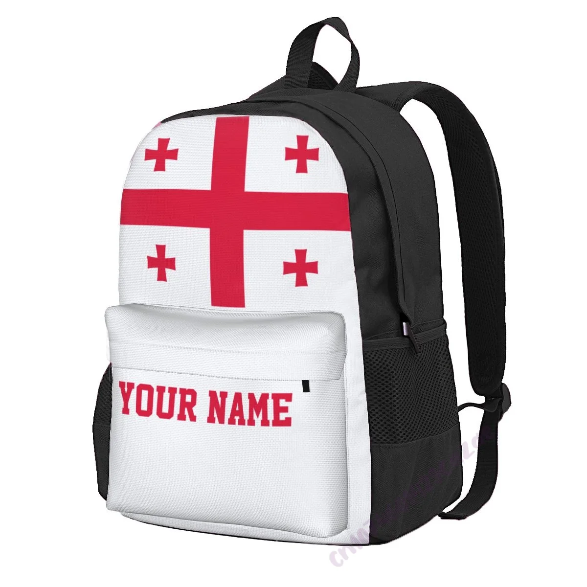 Custom Name Georgia Flag Polyester Backpack For Men Women Travel Bag Casual Students Hiking Travel Camping