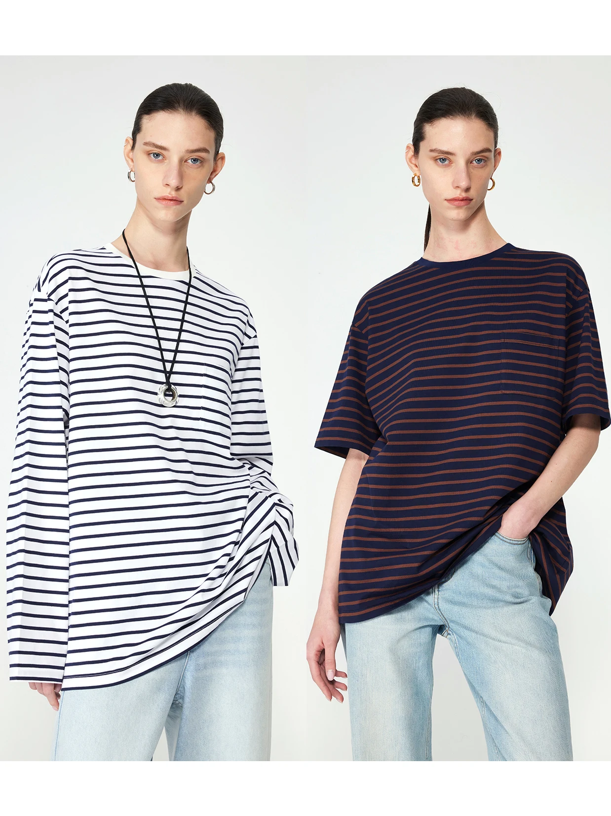 

Футболка женская из чистого хлопка с круглым вырезом, прямого кроя, с цветными полосками, мягкая и удобная, лимитированная серия