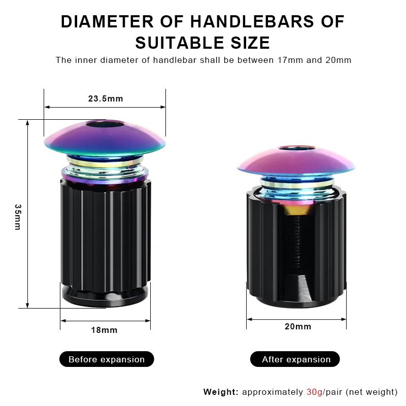 1 Pair Bicycle Handlebar End Plug Caps Aluminum Alloy Multi-Color Bike Grip Handlebar End Cap BMX Cycling Handlebar Accessories