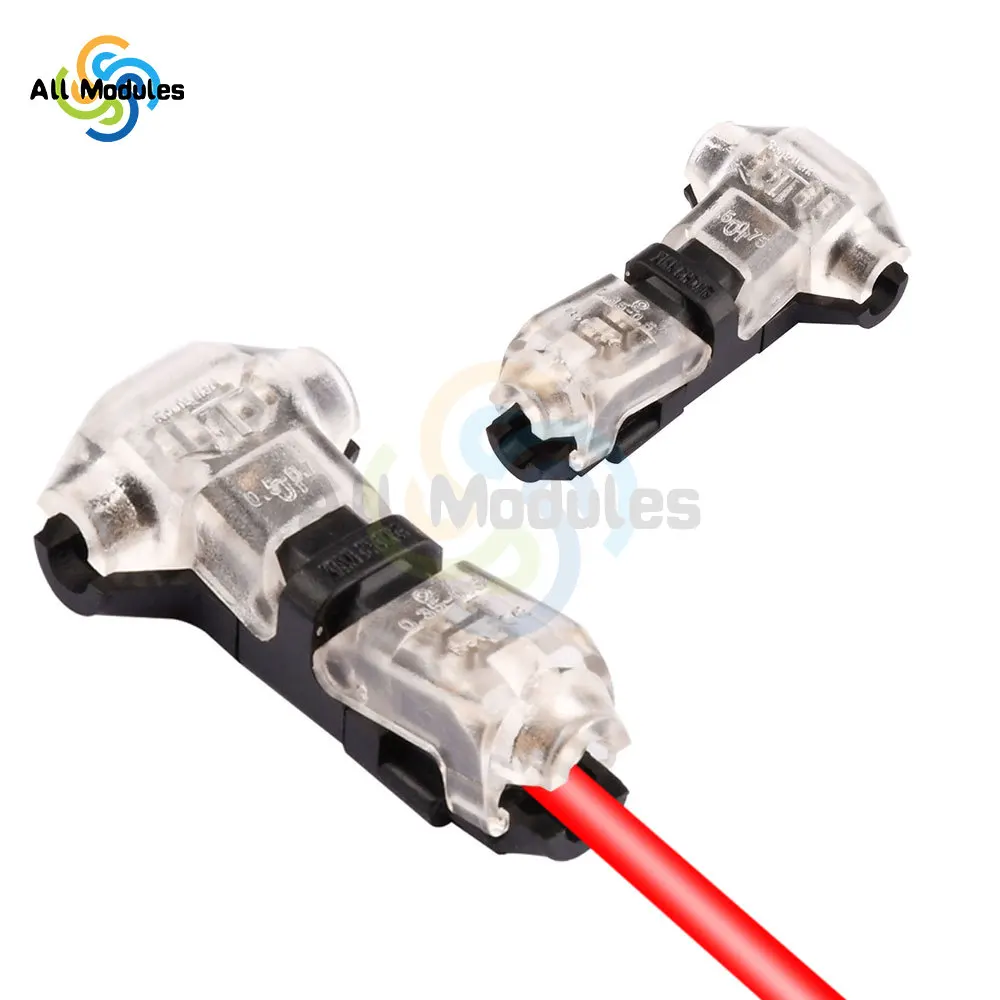 10CS Low Voltage T Tap Wire Connectors T Type 2 Pin Solderless No Wire Stripping Required for LED Strip