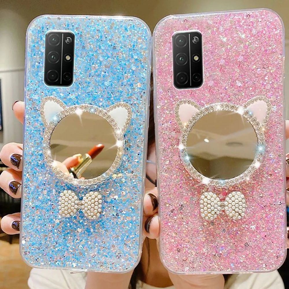 

Bling Glitter Phone Case For Oppo Reno 7 8 6 5 Pro 8T 7Z 6Z Case Realme 8 8 Pro 10 8i 9i 9 Pro C21 C55 C35 A72 A55 Mirror Cover