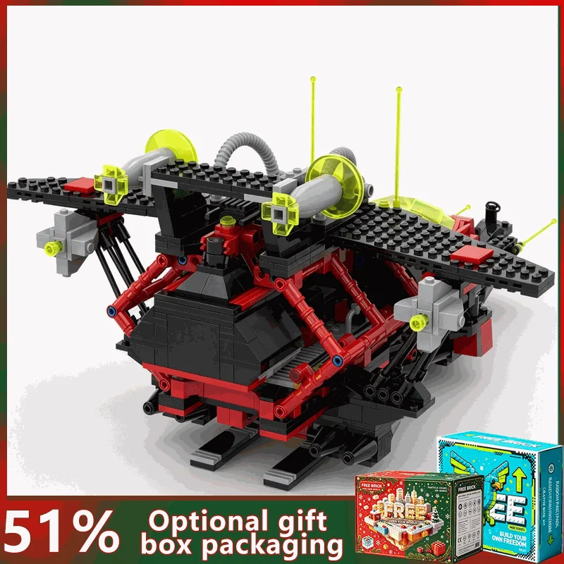 1362PCS Retro Classic Space Voyager Starship Model Custom Building Blocks DIY Creative Galaxy Assembly Puzzle Display Toy Gift