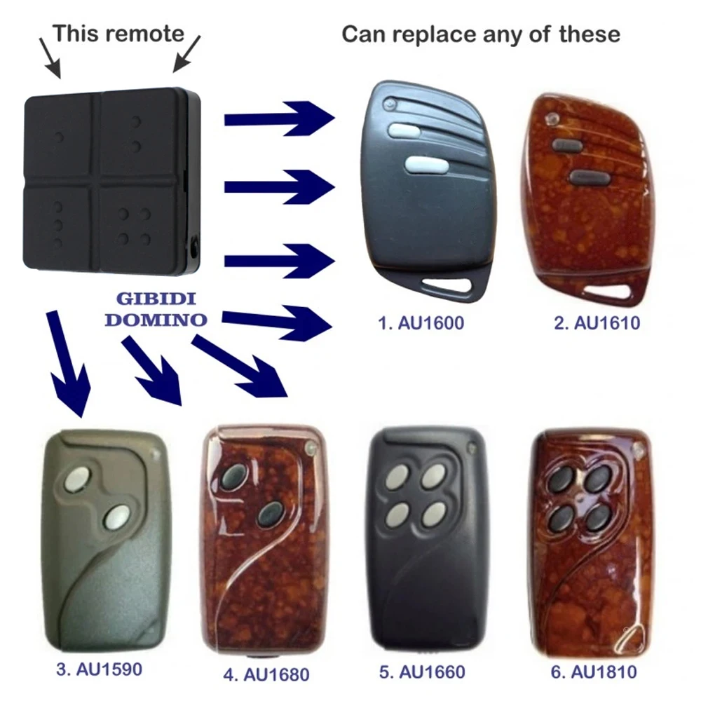 (G:B:D) Domino DTC 4334 AU1590,AU1600,AU1610,AU1660,AU1680 AU1880 Handheld Transmitter Garage Door Opener Rolling Code 433.92MHz