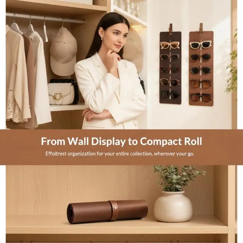 Leather Sunglasses Storage Organizer Multi Slot Eyeglasses Display Rack 1PC