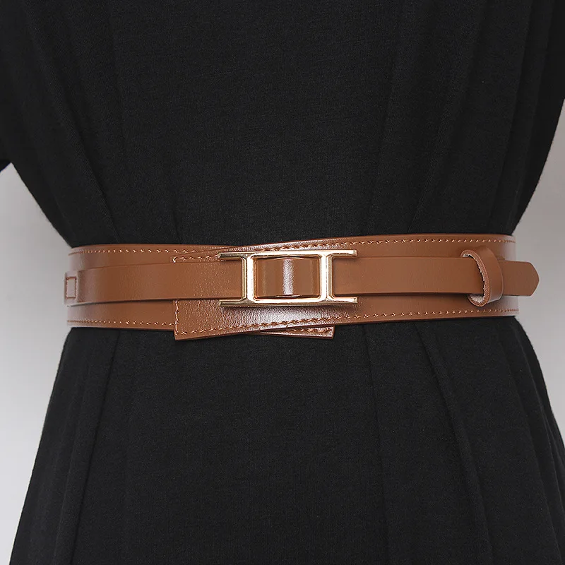 Wide Waistband Women's Decorative Jacket with Skirt, Waist-Cinching Casual Leather Belt
