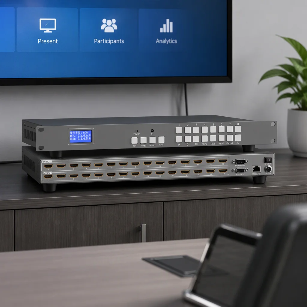 GEHR Integrated Video Matrix 16 Input 16 Output HDMI2K1616 RS232 Ethernet Control For Digital Signage Sports Bar AV System