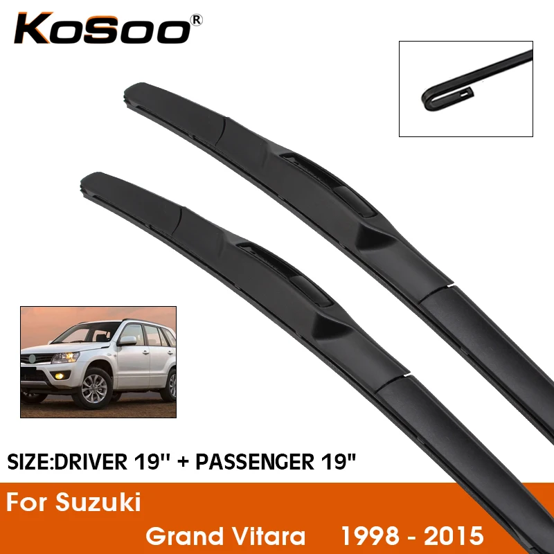 

KOSOO For SUZUKI Grand Vitara Model Year From 1998 To 2015 Fit J Hook Arm Auto Car Rubber Wiper Blades Clean The Windshield