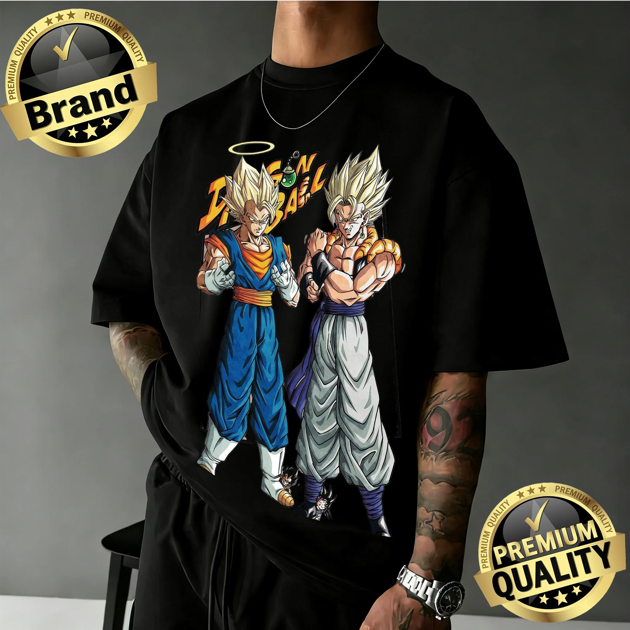 2026 Neuerscheinung Dragon Ball Übergroßes Retro T-Shirt |   Goku & Gogeta Classic Duo Grafikdruck, lässiges T-Shirt aus 100 % Baumwolle für die Familie