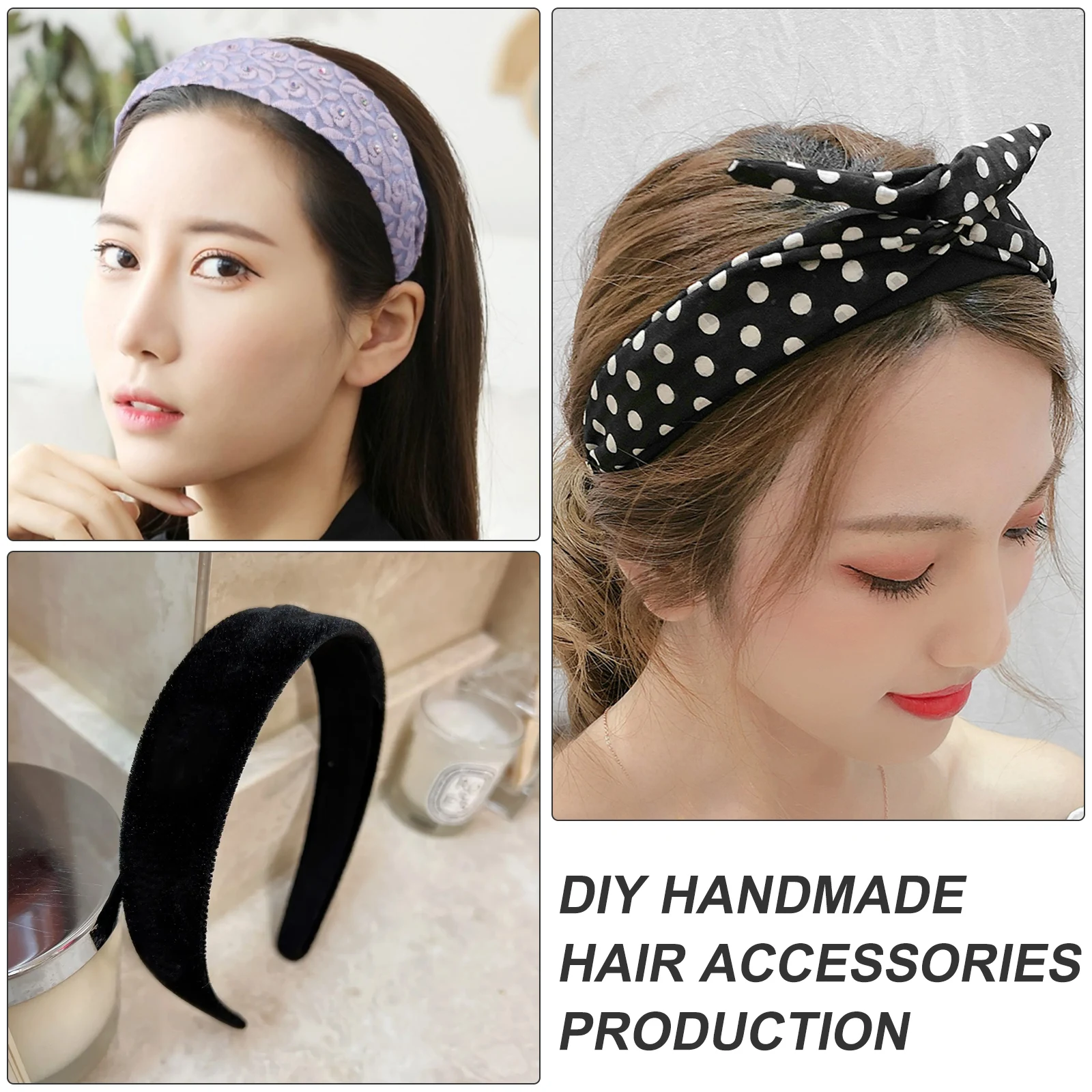 

12pcs Plain Black Headbands 37cm DIY Hair Accessories Blank Headband No Teeth Women Girls Plastic Hoop Material