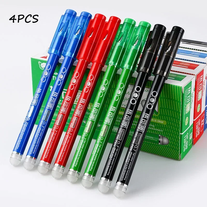 4-12PCS Heat Erasable Pens, Bullet Nib, Colored Heat Sensitive Erasable Gel Pen,  0.7MM Smooth Writing, Black Blue Red Green Ink