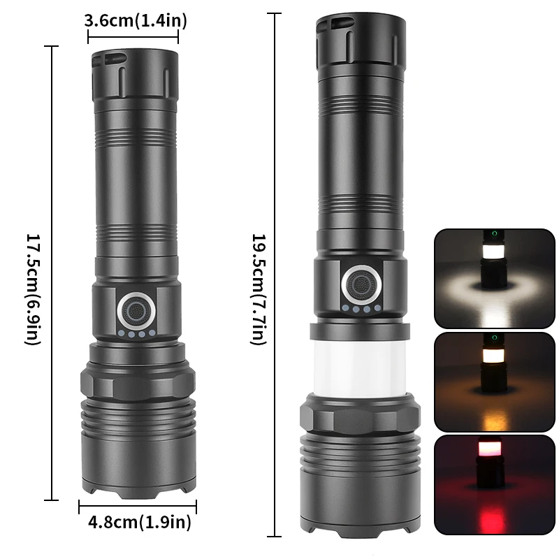 AUTLIT Super Bright LED Flashlight USB Rechargeable Torch Light With 800W LED Can Illuminate 50000 Meters Tactical Lantern