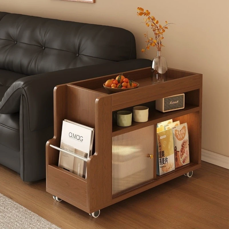 

Movable coffee table, living room snack trolley, small apartment, sofa side rack with wheel tea table, bedside cabinet