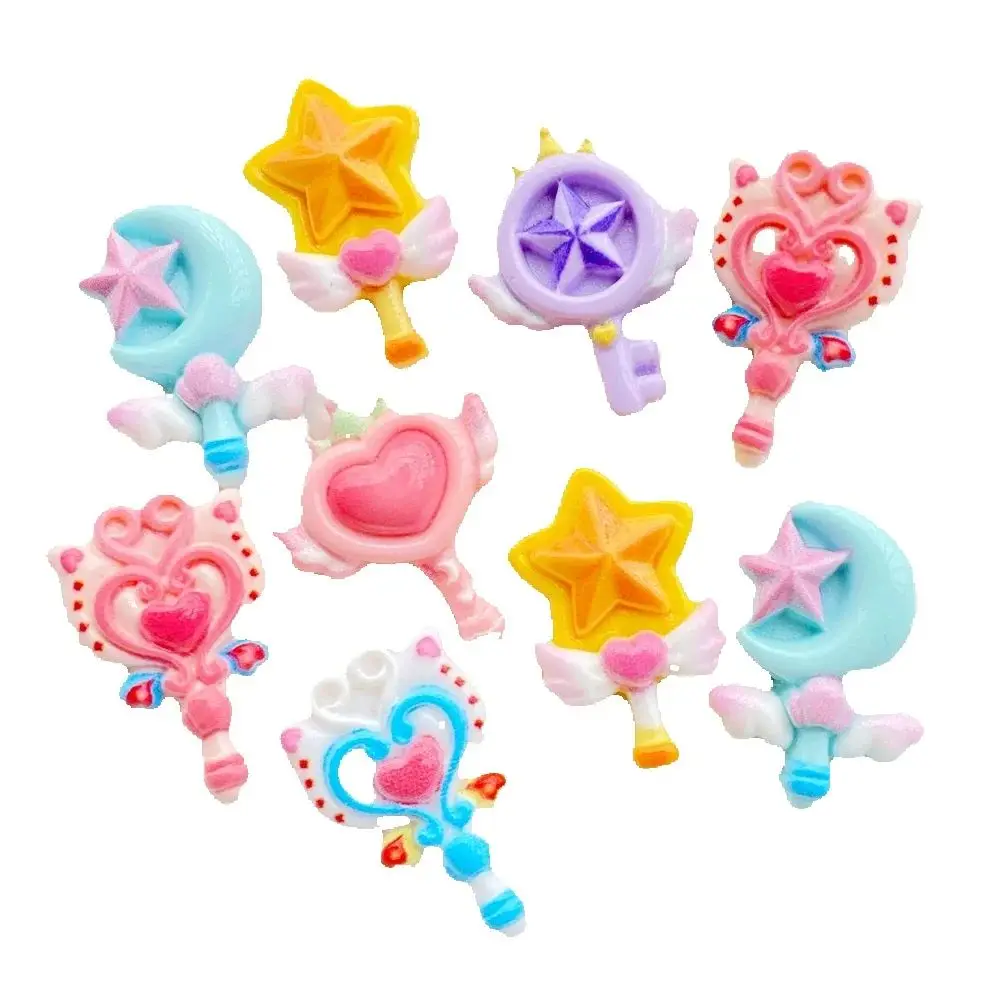 12PCS Resin Colorful Cute cartoon angel magic wand Flat Back Scrapbook DIY Accessories Cartoon Decor Crafts