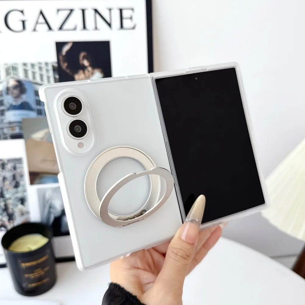 Detachable 360° Rotatable Ring Kickstand For Magsafe Magnetic Clear Phone Case For Samsuang Galaxy Z Fold 8 Ultra 7 6 5 4 3