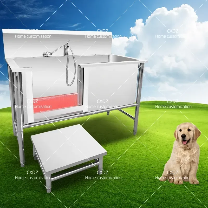 Stainless Steel Dog Wash Pool Thickened Pet Bath Tub for Cats and Dogs Durable Cleaning Basin for Grooming and Bathing