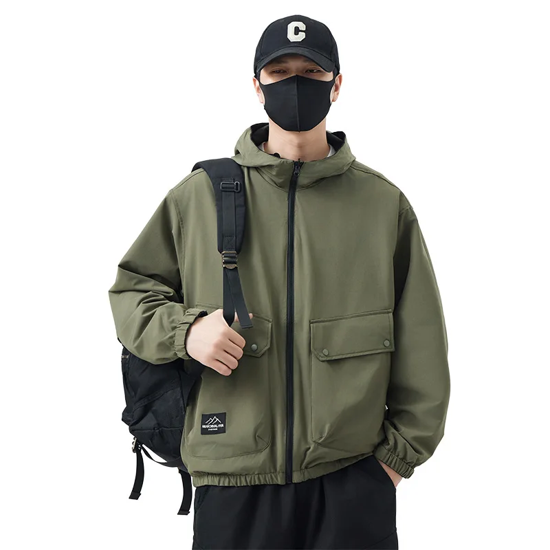 5XL New Spring Summer Fashion Double-sided Jacket Men's Tooling Jacket Hooded Men's Jacket Top Trendy Coat Men Clothing