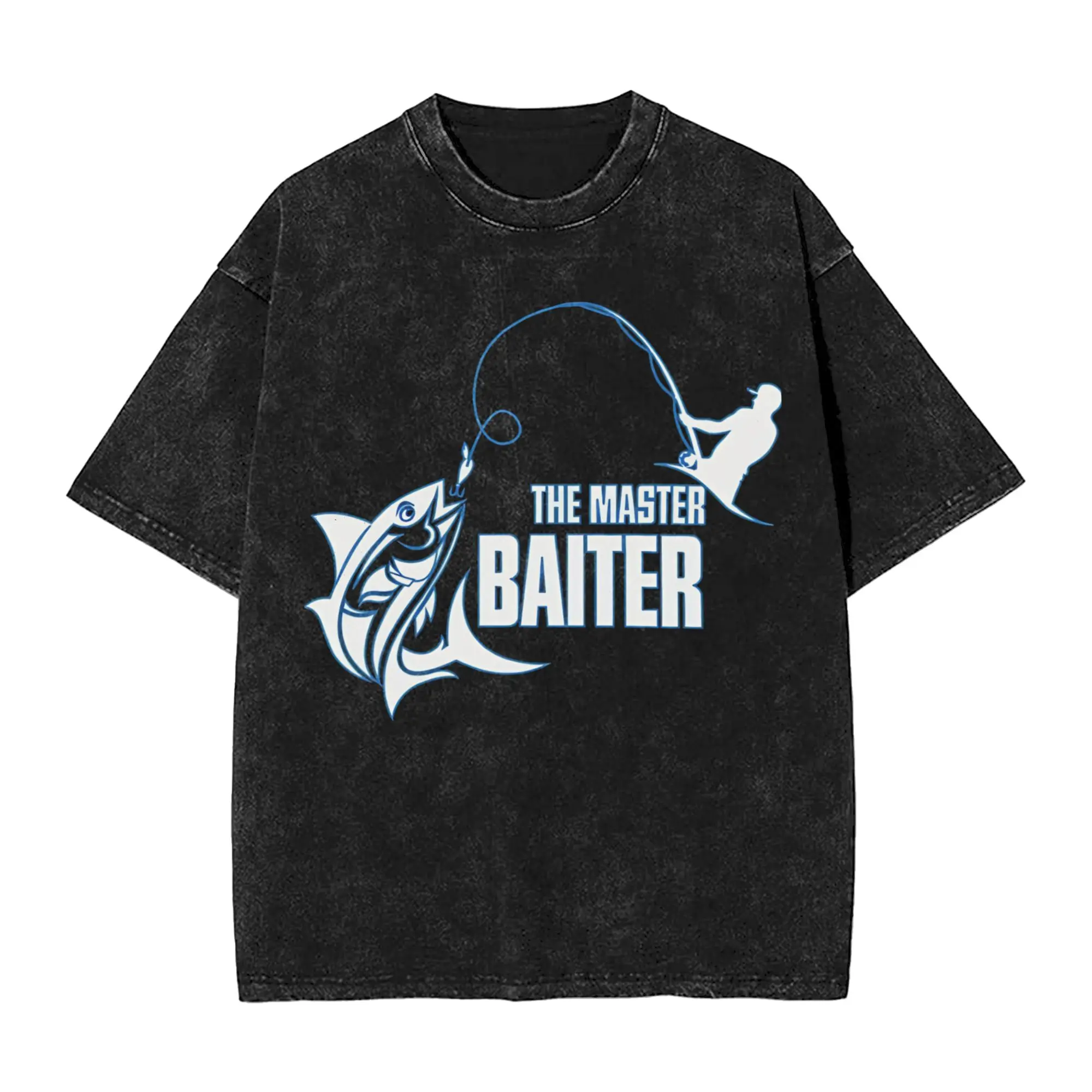 Master Baiter Funny Fishing  Merch Washed T Shirts for Men Women Streetwear Hip Hop T-Shirt Summer  Tees Cotton