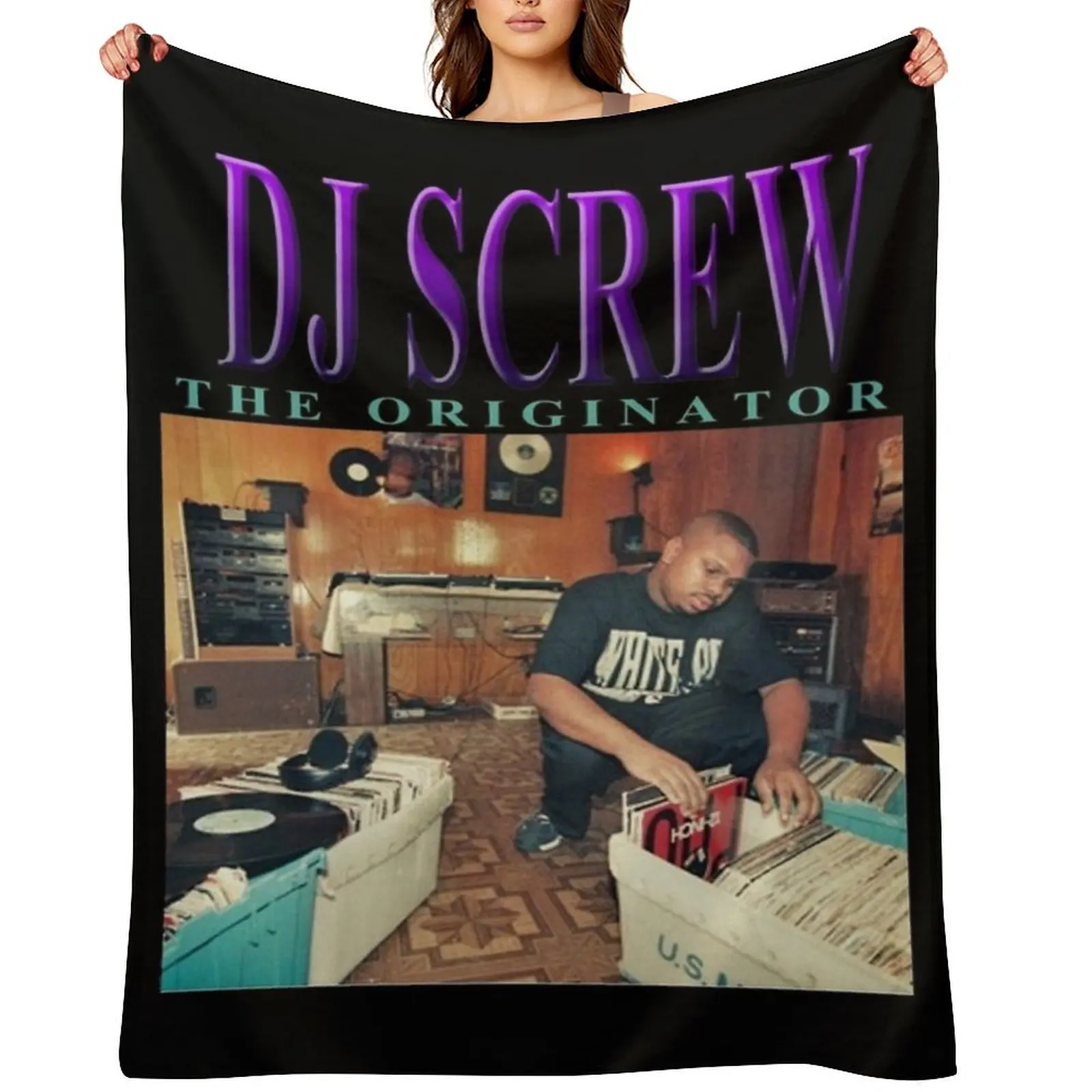 

DJ SCREW THE ORIGINATOR 90's TRIBUTE Throw Blanket Flannel Fabric Heavy Bed Fashionable Retros Blankets