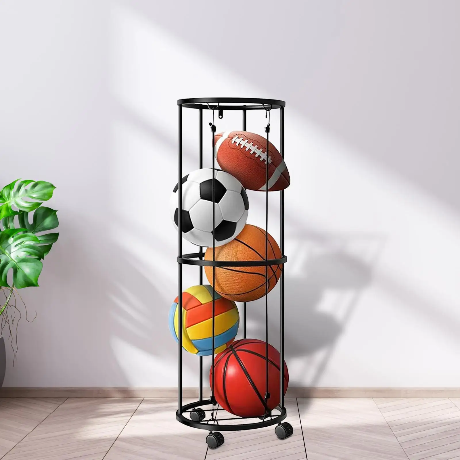 

Vertical Ball Holder Sports Ball Storage Organizer Portable Steel Basketball Ball Storage Rack for Football