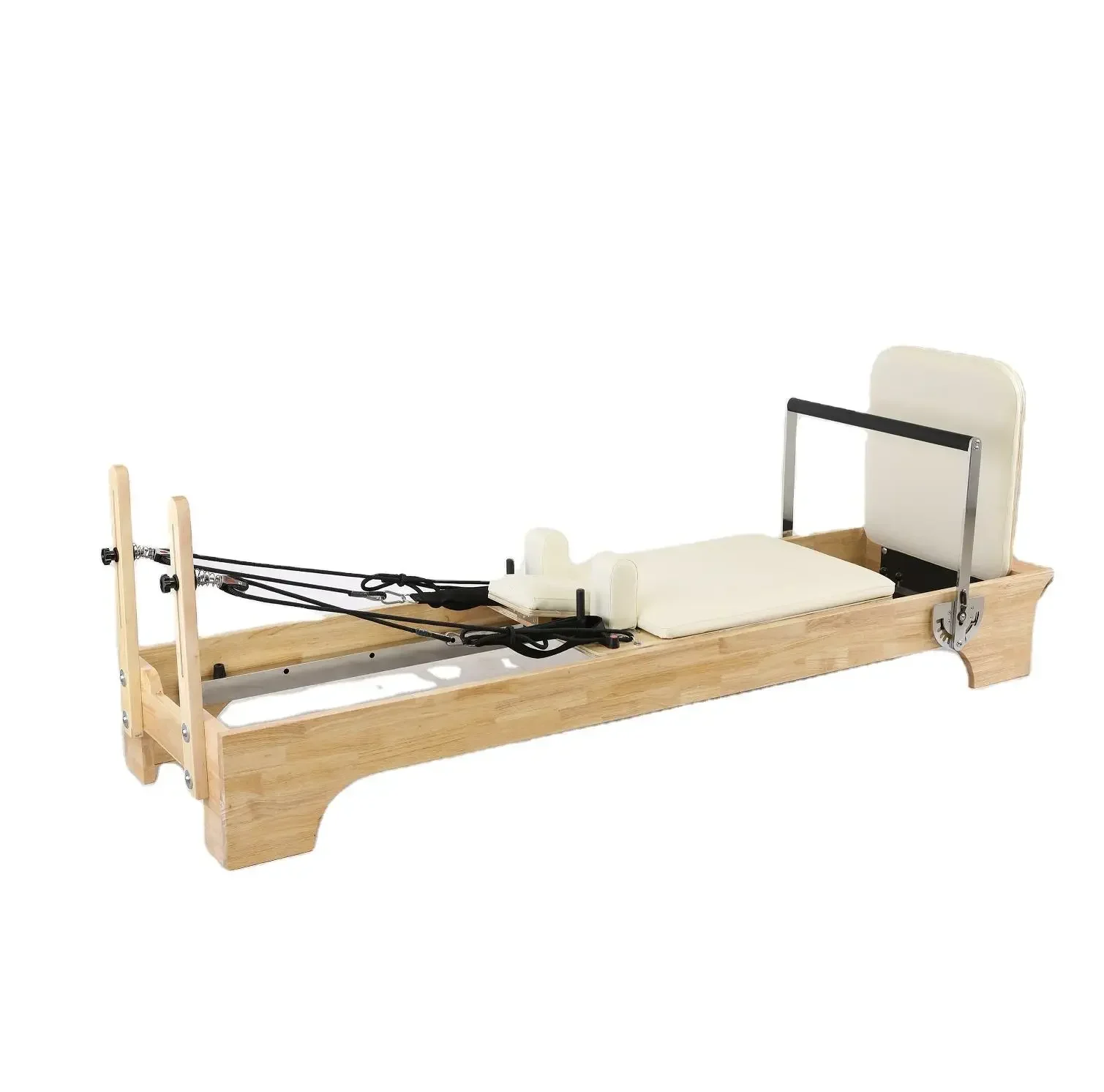 

Body Building Gym Home Fitness Equipment custom exercises Oak wooden white leather core Reformer pilates